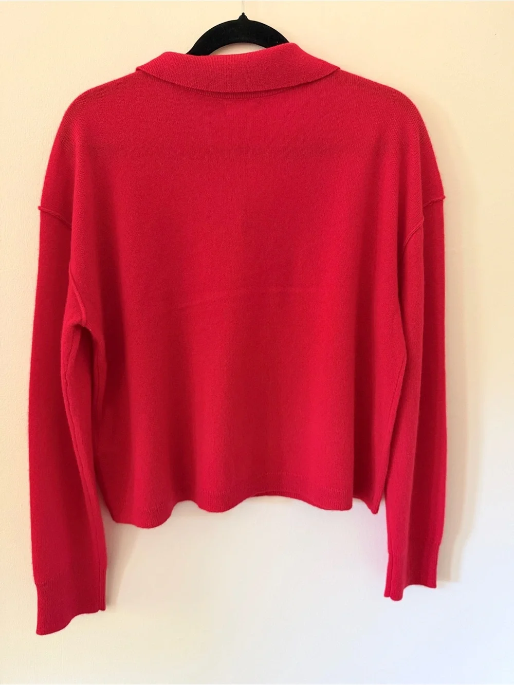 Pilcro Anthropologie Cashmere Cropped Polo Sweater Red Size L Soft Luxe